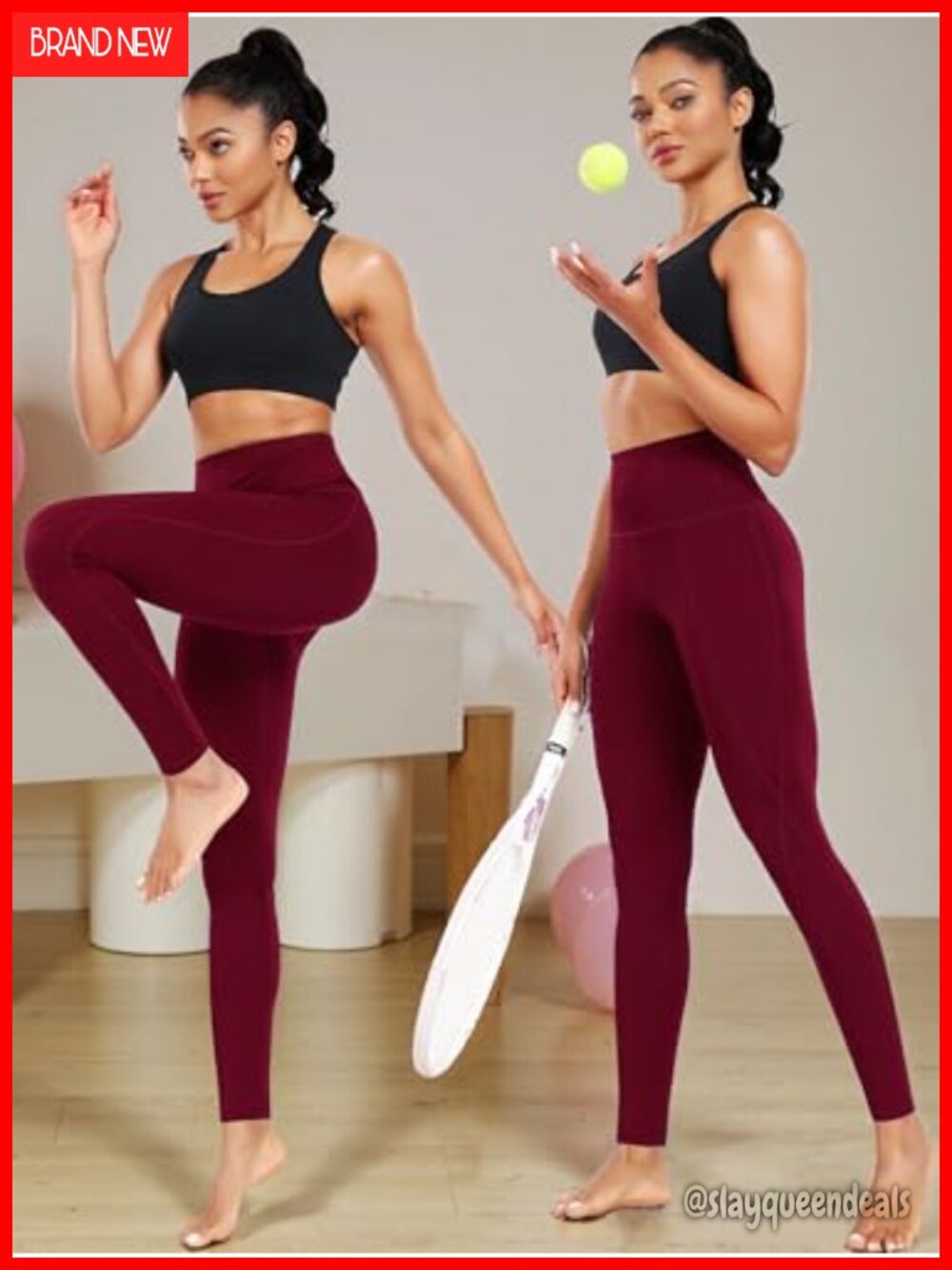 High Waist Leggings with Pocket - 4 Way Stretch Non See-Through Yoga Pants - Picture 3 of 7